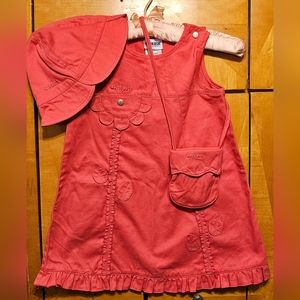 OshKosh B'gosh Coral Dress Set with Hat and Bag